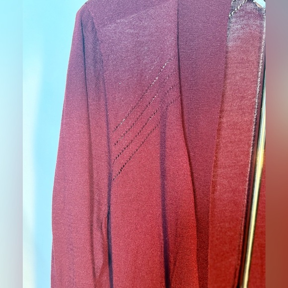 Maurices Size 1 Maroon Open Front Cardigan | Lightweight Knit Sweater - Picture 4 of 6